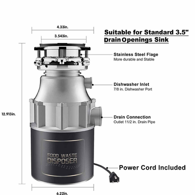 450W  Garbage Disposal Machine Household Continuous Food Disposer Waste Kitchen Sink Waste Disposal