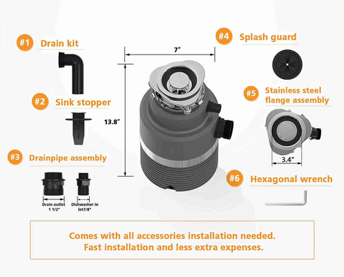 1 HP Powerful  Kitchen Sink Food Machine Garbage Disposer